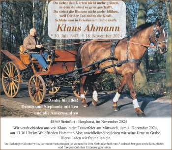 Anzeige von Klaus Ahmann 