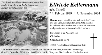 Anzeige von Elfriede Kellermann 