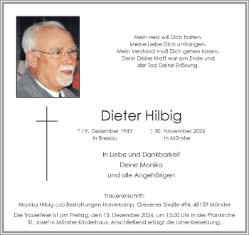 Anzeige von Dieter Hilbig 