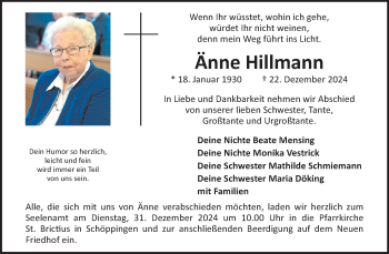 Anzeige von Änne Hillmann 