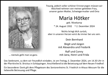 Anzeige von Maria Hötker 