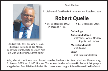 Anzeige von Robert Quelle 