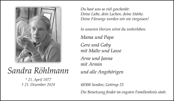 Anzeige von Sandra Röhlmann 