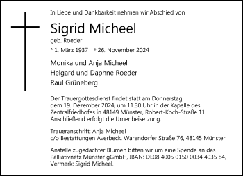 Anzeige von Sigrid Micheel 