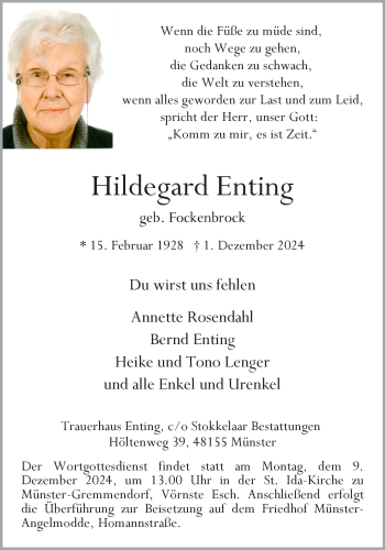 Anzeige von Hildegard Enting 