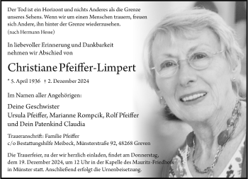 Anzeige von Christiane Pfeiffer-Limpert 