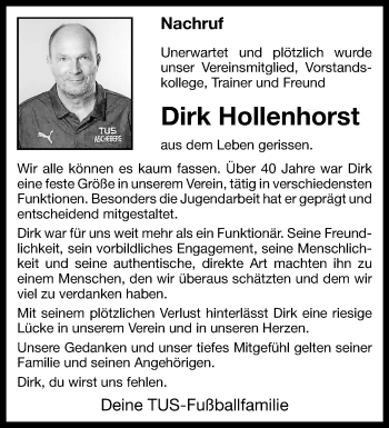 Anzeige von Dirk Hollenhorst 