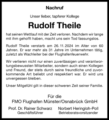 Anzeige von Rudolf Theile 