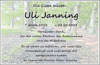 Anzeige von Uli Janning 