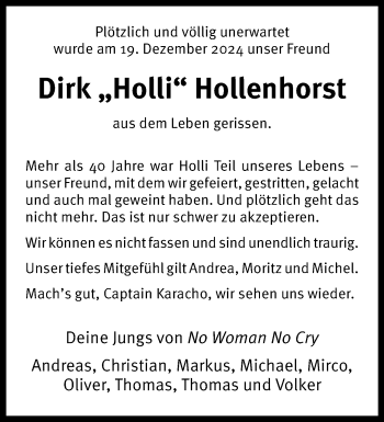 Anzeige von Dirk Hollenhorst 