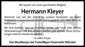 Anzeige von Hermann Kleyer 