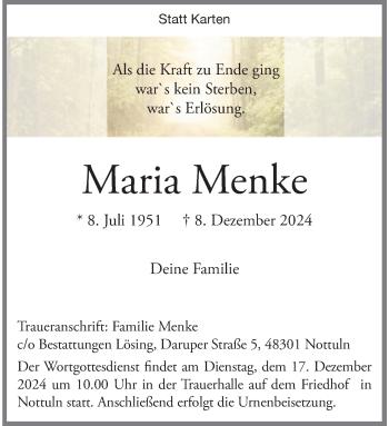 Anzeige von Maria Menke 