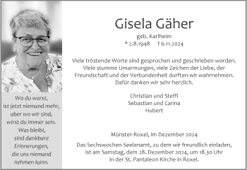 Anzeige von Gisela Gäher 