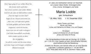 Anzeige von Maria Lodde 