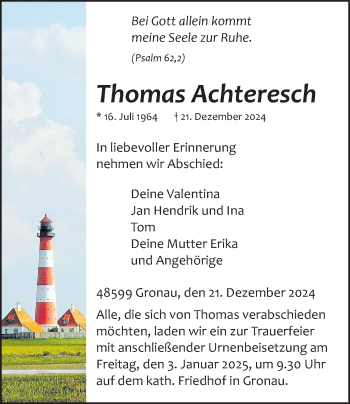 Anzeige von Thomas Achteresch 