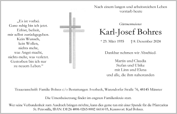 Anzeige von Karl-Josef Bohres 