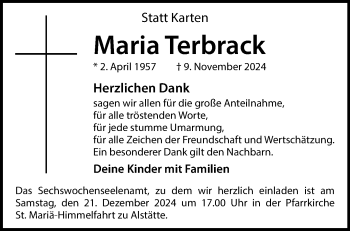 Anzeige von Maria Terbrack 