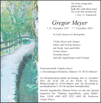 Anzeige von Gregor Meyer 