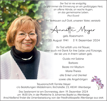 Anzeige von Annette Meyer 