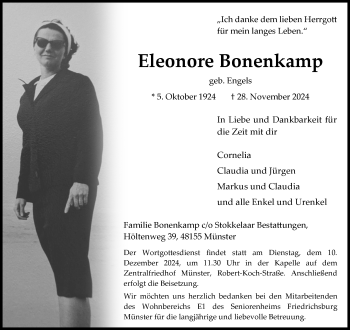 Anzeige von Eleonore Bonenkamp 