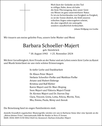 Anzeige von Barbara Schoeller-Majert 