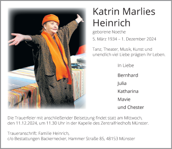 Anzeige von Katrin Marlies Heinrich 