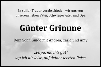 Anzeige von Günter Grimme 