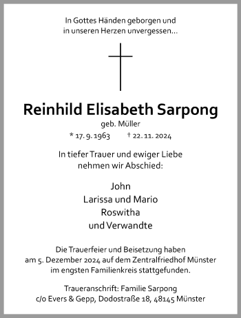 Anzeige von Reinhild Elisabeth Sarpong 