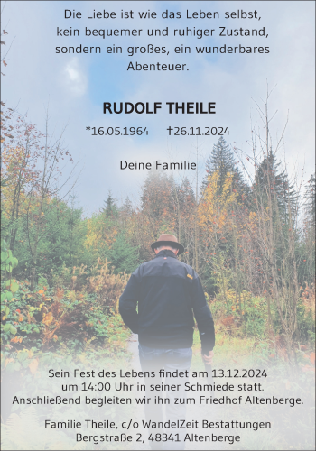 Anzeige von Rudolf Theile 