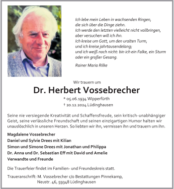 Anzeige von Dr. Herbert Vossebrecher 