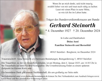 Anzeige von Gerhard Steinorth 