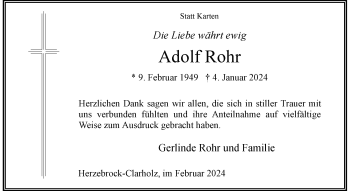 Anzeige von Adolf Rohr 