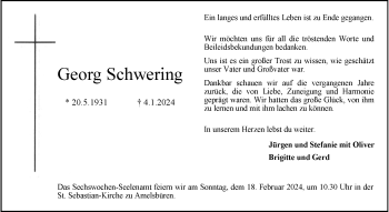 Anzeige von Georg Schwering 