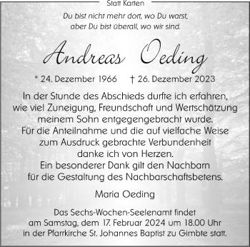 Anzeige von Andreas Oeding 