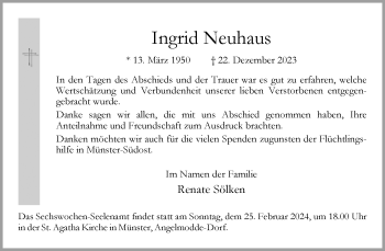 Anzeige von Ingrid Neuhaus 