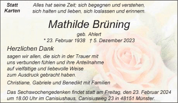 Anzeige von Mathilde Brüning 