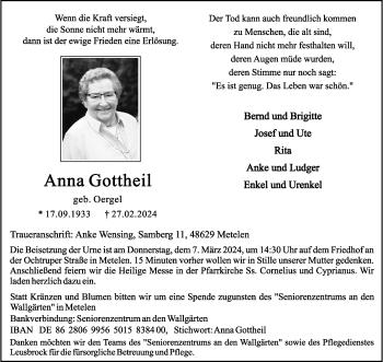 Anzeige von Anna Gottheil 