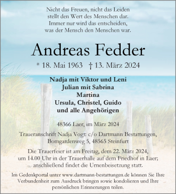 Anzeige von Andreas Fedder 