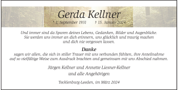 Anzeige von Gerda Kellner 