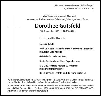 Anzeige von Dorothee Gutsfeld 