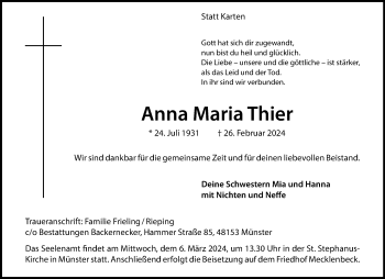 Anzeige von Anna Maria Thier 