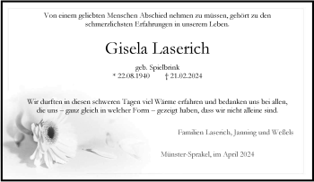 Anzeige von Gisela Laserich 