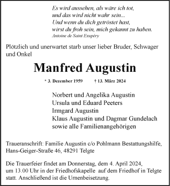 Anzeige von Manfred Augustin 