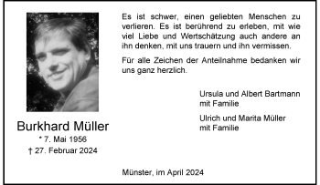 Anzeige von Burkhard Müller 