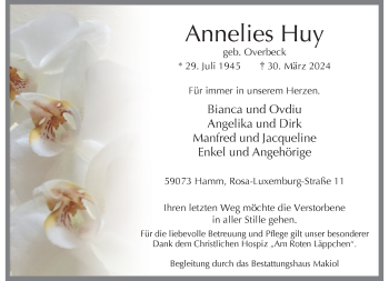 Anzeige von Annelies Huy 