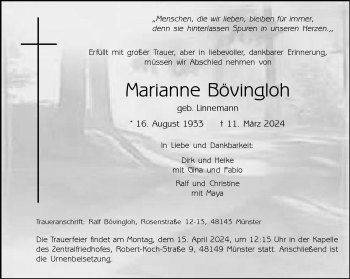 Anzeige von Marianne Bövingloh 