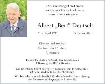 Anzeige von Albert Deutsch 