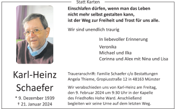 Anzeige von Karl-Heinz Schaefer 