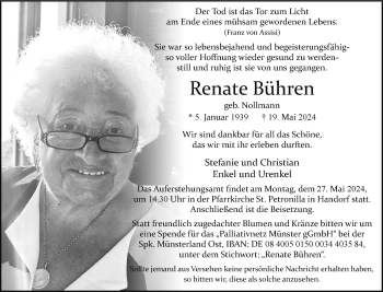 Anzeige von Renate Bühren 