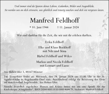 Anzeige von Manfred Feldhoff 